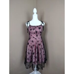 SHEIN Size Medium Floral Black Lace Sheer Skirt Lining Dress